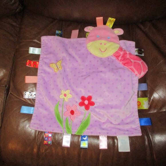 HTF Taggies Giraffe Polka Dot Tags Lovey Baby Blanket - Picture 1 of 7